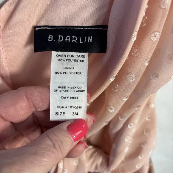 Blush - Rose Polka Dot Wrap Dress With Spaghetti Straps & Back Zipper - Picture 13 of 14